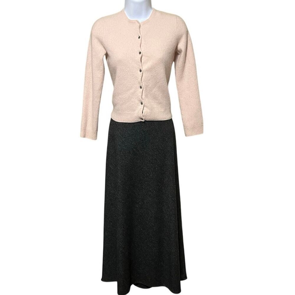 Vtg Ralph Lauren LRL 100% Wool Maxi Skirt Dark Gray Tweed 6 USA Academia Preppy